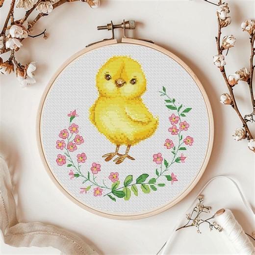PDF Easter Chicken Counted Cross Stitch Digital Patterns, Embroidery Pattern for Easter Tablecloth - Etsy Australia