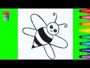 How to Draw a Cute Bee for Kids 🐝 | Easy Step by Step Animal Drawing Tutorial