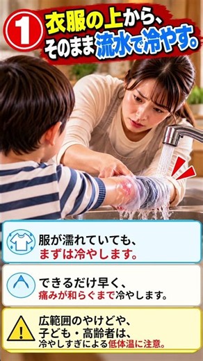 【やけどの応急処置】その対処、逆効果かも！？正しい冷やし方とNG行動 #火傷 #応急手当