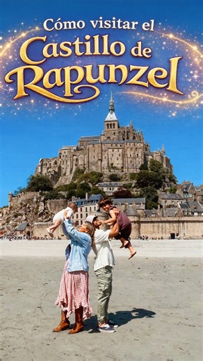 El mundo es mejor contigo | Familia viajera ♡ on Instagram: "¿Sabías que el castillo de Rapunzel no es solo un invento de Disney? ✨ Existe de verdad y está en Francia. El Mont Saint-Michel es una isla-castillo que cambia completamente con las mareas: a veces puedes caminar hasta él y otras queda rodeado por el mar. Esa silueta mágica, la abadía en lo alto y el acceso imposible fueron la inspiración para el castillo de Enredados. Visitarlo con niños es mucho más fácil de lo que parece. Se aparca 