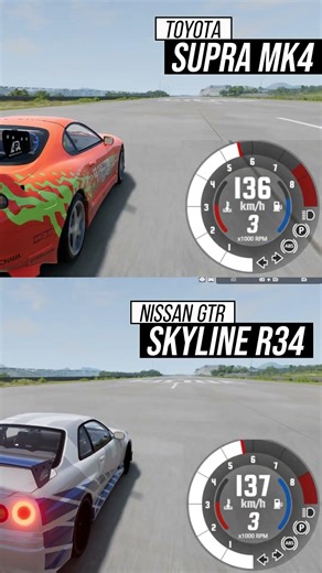 🔥 Toyota Supra MK4 vs Nissan GT-R Skyline R34 🔥 #carcomparison #beamngdrive