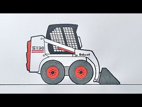 How to Draw a Skid Steer Loader Step-by-step [Bobcat S130]
