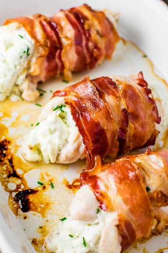 Bacon Wrapped Cream Cheese Stuffed Chicken