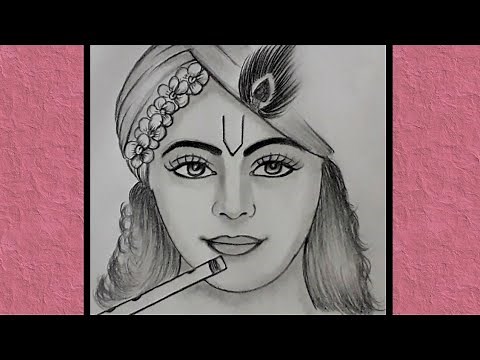 easy line art sree krishna drawing // beautiful lord krishna drawing // shree krishna thakur