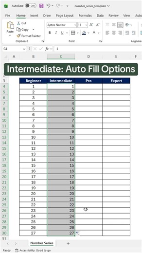 4 ways to create a number series in Excel from beginner to expert. 👀 Which level are you?