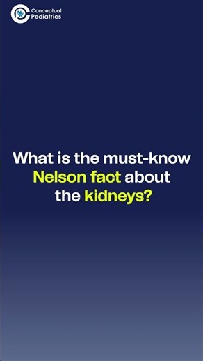 What is the must know Nelson fact about the kidneys | Basics of Nephrology | Conceptual Pediatrics