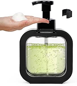 Segbeauty Black Foaming Soap Dispensers, 16.9oz Empty Refillable Foam Hand Soap Dispenser, 500ml Square Plastic Foaming Dish Soap Dispenser Waterproof Press Foam Pump Bottle for Body Soap Home Bath