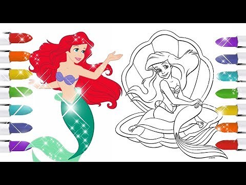 디즈니 인어공주 색칠공부 놀이하기 그림 그리기 컬러링북 disney princess Ariel coloring book pages Bé Học Tô Màu Nàng tiên cá