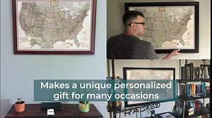 Push Pin Travel Maps Executive US with Personalized Textured White Frame and Pins - 27.5 inches x 39.5 inches