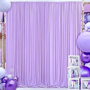 10x10 Lavender Backdrop Curtain for Parties Weddings, Wrinkle-Free Polyester Fabric Indoor and Outdoor Decoration Light Purple Backdrops Drapes for Baby Showers Birthday