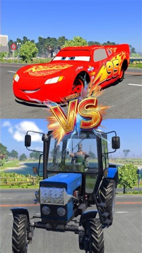 Big and Small Mcqueen vs Tractor MTZ-82 #shorts