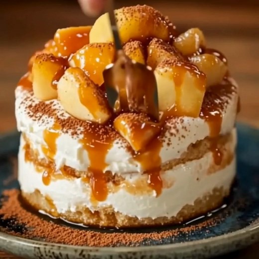 Tiramisu Caramel Beurre Salé et Pommes Poêlées 🍏🍮 Ingrédients: 1. Pour la crème au mascarpone - 250 g de mascarpone - 4 œufs frais - 100 g de sucre en poudre 2. Pour le montage - 200 g de biscuits à la cuillère - 150 ml de café noir froid - 2 cuillères à soupe de rhum ambré (optionnel) - 100 g de caramel au beurre salé - Cacao en poudre non sucré (pour saupoudrer) 3. Pour les pommes poêlées - 3 pommes (type Golden ou Pink Lady) - 50 g de beurre - 50 g de sucre - 1 cuillère à café de cannelle m
