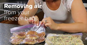 Here is a great (and frugal!) way to remove air from your freezer bags to prevent freezer burn! | Once A Month Meals