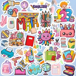 60 School Aesthetic Digital Stickers | Kids Education Clipart Pack | Back to School Printable Stickers | Planner & Journal Stickers - Etsy UK