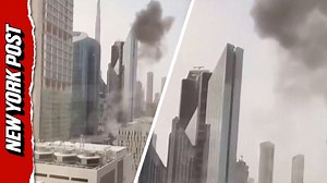 Debris from drone interception causes major damage to building in Dubai's financial district