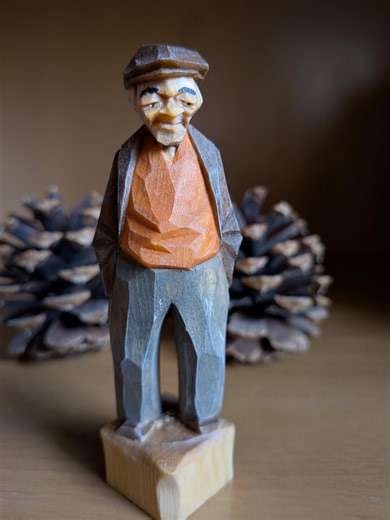 Hand Carved Wood Folk Art Figurine - Etsy