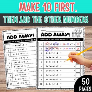 1-Digit, 5-Addend Addition Practice | Make 10 First!