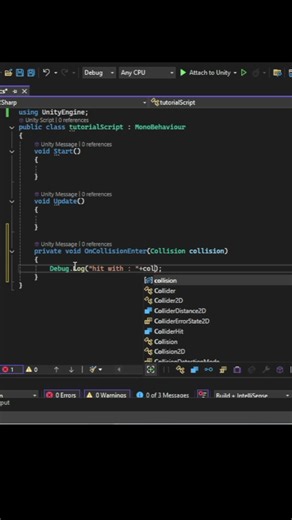🔥 How to Use OnCollisionEnter in Unity 3D | Unity 3D Beginner Tutorial #shorts #unity3d