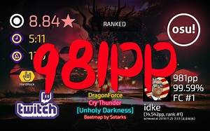idke丨981pp 99.59�#1丨DragonForce - Cry Thunder [Unholy Darkness] +HR