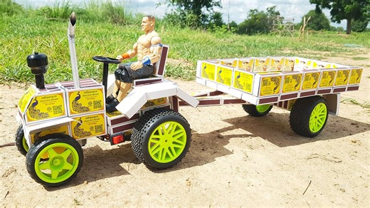 How to make matchbox mini tractor - DIY mini car project at home