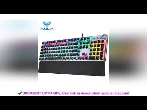 AULA F2088 Gaming Mechanical Keyboard 104 Keys Wired Backlit Metal Anti-ghosting English Hebrew Russ