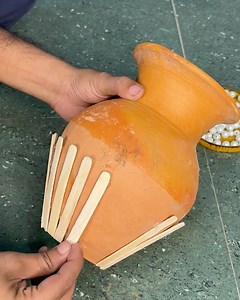 Clay pot DIY using ice cream sticks #reused #trending #idea #fblifestyle | Deep's CRAFT