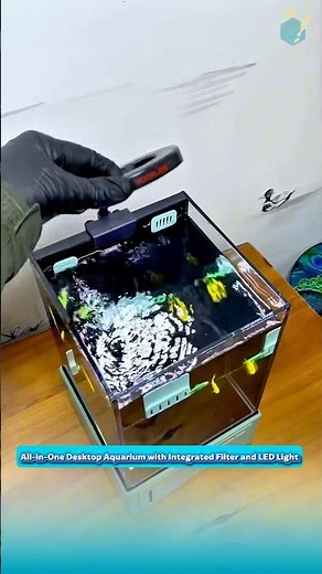 All-in-One Desktop Aquarium with Integrated Filter and LED Light
