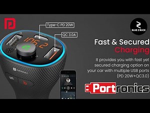 Portronics Auto 15 Bluetooth - FM Transmitter in-Car Radio Adapter for Hands-Free Calling