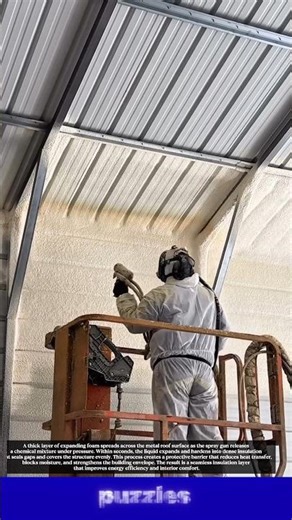 Wow, Satisfying Spray Foam Insulation Process | Turning a Metal Roof into Thermal Protection