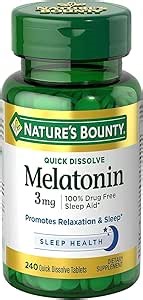 Nature's Bounty Melatonin 3mg Quick Dissolve, Sleep Aid Supplement, Sleep Aids for Adults, Cherry Flavor, 240 Count (Pack of 1)
