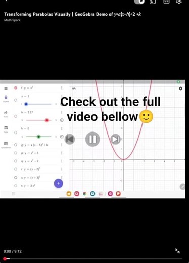 Check out Full video here👆Transforming PARABOLA using GEOGEBRA. #mathspark #maths
