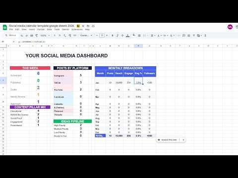 Free Social Media Calendar Template Google Sheets for 2026