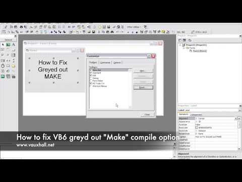 How to fix greyed out "Make" compile option in Visual Basic 6 (VB6)