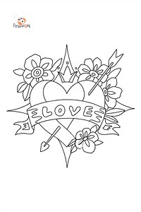 Lettering Love - Valentines Day coloring pages for Adults online