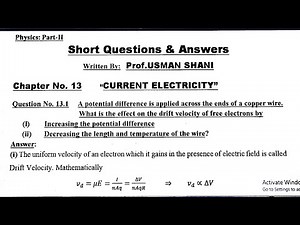 Exercise Questions & Answers ||Ch:13 Current Electricity|| FSc Class 12 PHYSICS||