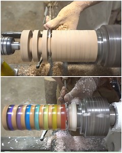 Rainbow night light through woodturning 🔆 | MetDaan Makeup
