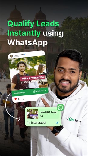 Qualify Leads Instantly using WhatsApp Forms Most edtech and coaching businesses run ads every day, but by the time they call the lead, the student has already moved on. Manual follow ups are slow, teams waste time on unqualified leads, and genuine students slip through the cracks. Here’s how edtech businesses are solving this using WhatsApp 👇 → If you want to instantly respond to ad leads, you can use click to whatsapp ads → If you want to qualify students without calls, you can use whatsapp a