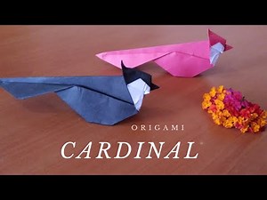 Origami charming cardinal bird//Northern cardinal Origami training