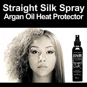 Straight Silk Spray with Moroccan Argan Oil Thermal Protector Spray | Hair Straightening & Detangler | Alcohol-Free | Heat Protectant up to 450°F | Flat-Iron | Blow-Dry | Unscented | MADE IN USA (6oz)