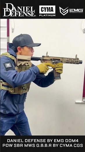 Quick Fire ️‍🔥 Daniel Defense x EMG DDM4 PDW SBR MWS Gas Blowback Rifle by Cyma CGS (Tan) #airsoft
