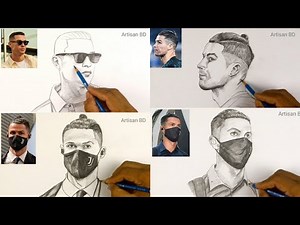 Drawing of Cristiano Ronaldo 4 Face Step by Step Pencil Sketch, Artisan BD Ronaldo