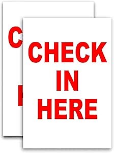Check in Here (24" X 36") Vinyl Decal Only (Pack of 2) |Sign|Sticker|Poster
