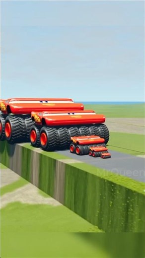 Big & Small Wide Lightning Mcqueen Monster Truck vs Trains Thomas | BeamNG.Drive