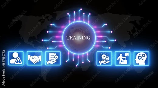 Global Training Program Corporate Learning Development on Map Background corporate training business education