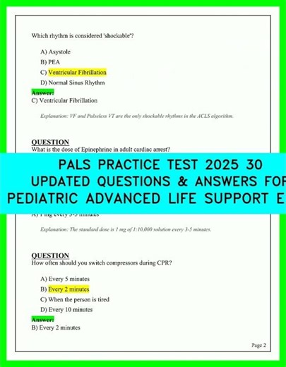 2025 PALS Practice Test: 30 Updated Questions For Pediatric Advanced Life Support