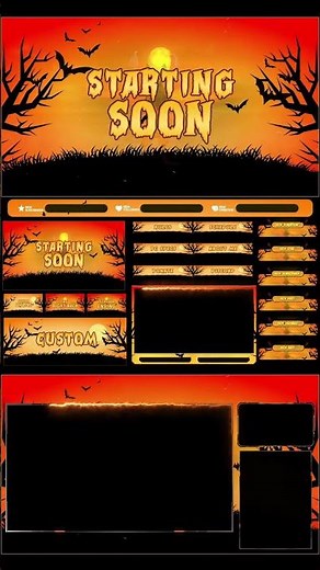 Animated Halloween Stream Overlay Pack Spooky Streaming Screens , Halloween Twitch Overlays