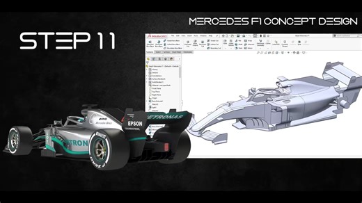 F1 梅塞德斯 SolidWorks 赛车模型 step11