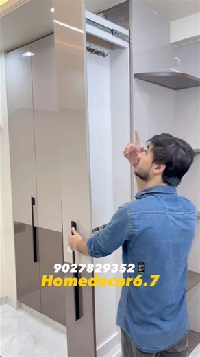 Beautiful Wardrobe Design Attached dirty clothes slider #woodenalmari #kitchendesign #carpenter #wow