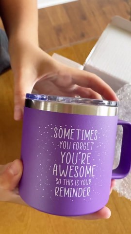 Birthday Gifts for Women Friendship - Purple Gifts for Women Coffee Mug Tumbler 14oz Sometimes You Forget You're Awesome Unique Gift Idea for Older Women Over 50, 60, Inspirational Cup for Mom, Her