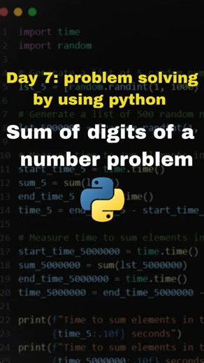 Telugu Coder🚀 on Instagram: "Day 7: problem solving by using python 💥 Today we solve sum of digits of a number problem Join our WhatsApp channel to get notes 📘 Follow 🎯 for more videos . . . . #numberproblem #problemsolving #logicbuilding ulding #python #30dayseries"